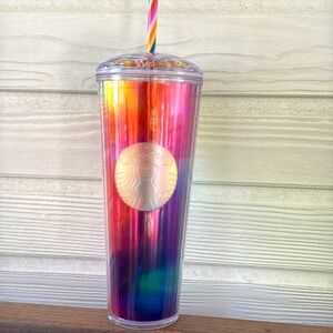 Starbucks 2021 Summer Rainbow Kaleidoscope Diamond Dome Tumbler Venti 24 Ounces